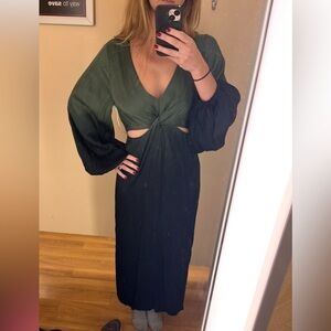 Elegant Green and Black Ombre Dress